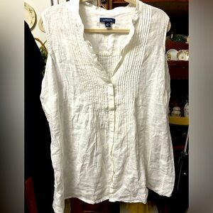 Lands' End Women’s Plus White Pintuck Blouse